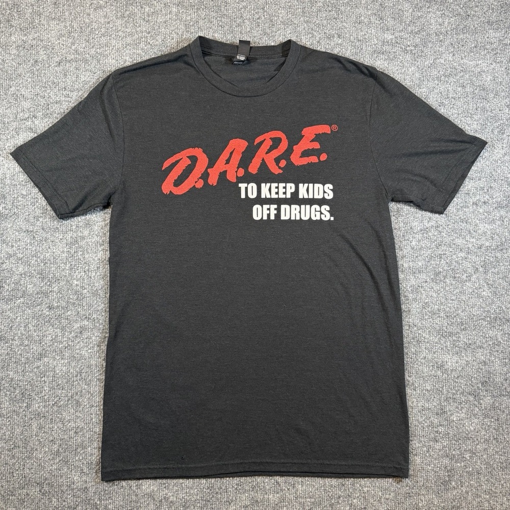 Dare To Keep Kids Off Drugs Black Graphic Unisex T-Shirt M Retro 80s 90s